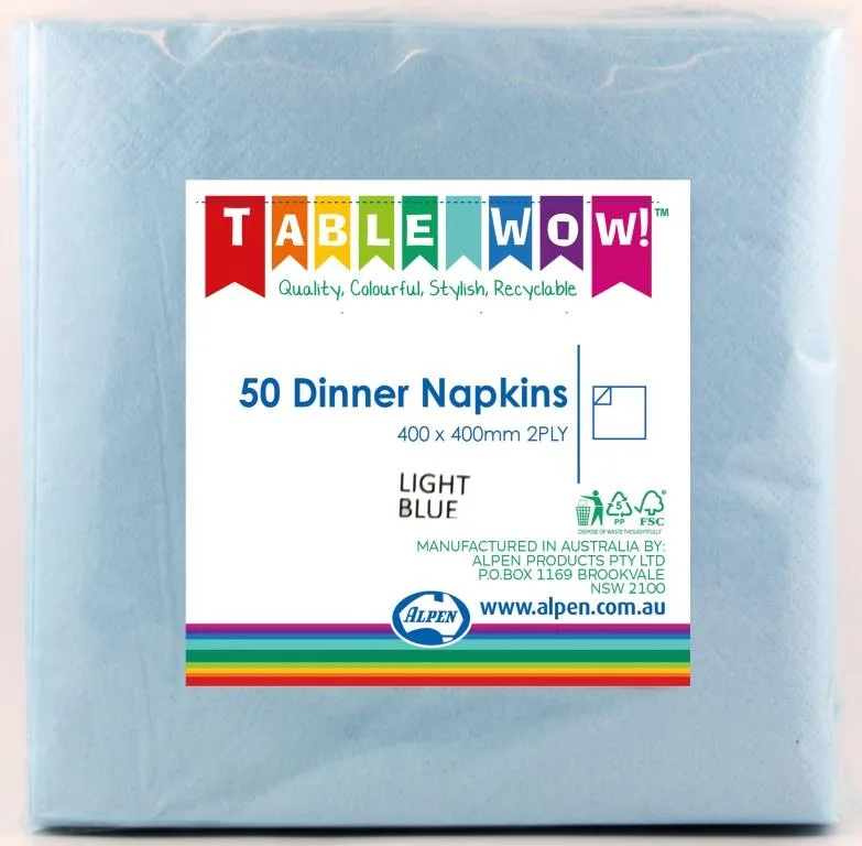 Light Blue Dinner Napkin - Pk 50