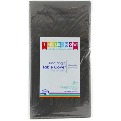 Black Rectangle Plastic Tablecover 137 x 274cm