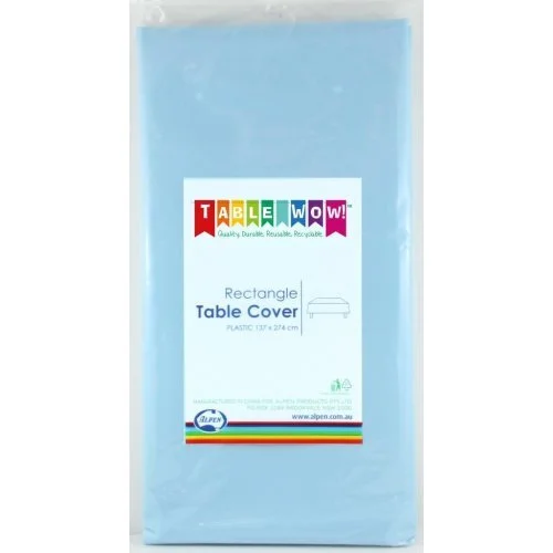 Light Blue Rectangle Plastic Tablecover 137 x 274cm