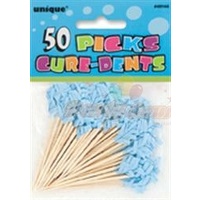 Light Blue Frilled Toothpicks - Pk 50