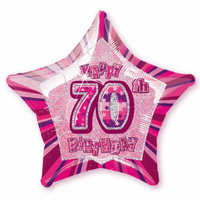 70th Birthday Star - Foil Balloon 50cm (Pink Glitz)*