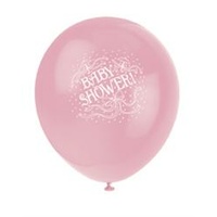 Printed Pink Baby Shower Balloons - Pk 6