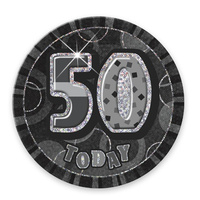 Glitz Black 6" 50th Birthday Badge