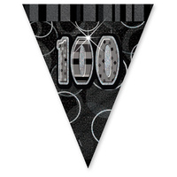 100th Glitz Flag Banner Black - 3.6m*