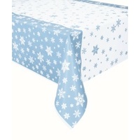 Snowflakes Printed Blue Rectangle Tablecover