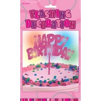 Pink Glitz Flashing Happy Birthday Decoration