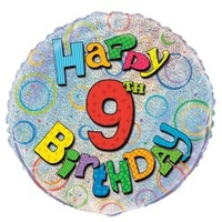 18" Happy 9th Birthday Prismatic Foil Balloon*