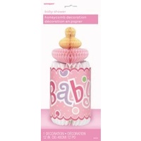 Baby Shower Pink Honeycomb Bottle Decoration