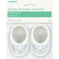 2 opaque white baby boot favours.*