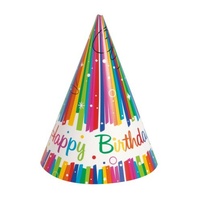 Rainbow Ribbons Party Hats - pack of 8