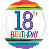 17" Rainbow 18th Birthday Foil Balloon*