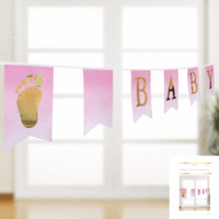 Baby Shower Watercolour Bunting in Pink