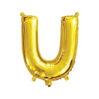 35cm Letter U Gold Foil Balloon