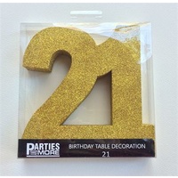 21st Birthday Foam Glitter Number Centrepiece - Gold