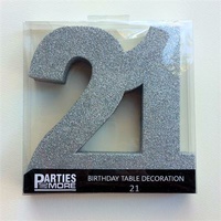 21st Birthday Foam Glitter Number Centrepiece - Silver
