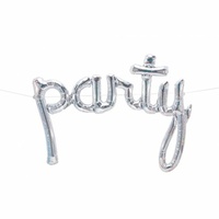 "party" Silver Holographic Foil Balloon Banner - air fill*