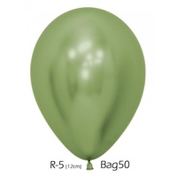 5" Reflex Lime Green Latex Balloons - Pk 50