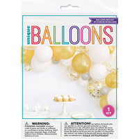 Gold, White & Silver Confetti Balloon Garland Kit