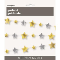 Silver & Gold Stars Garland - 2.74m
