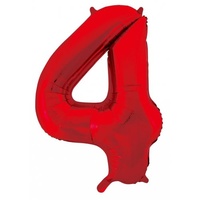 #4 Red 34" Foil Balloon*