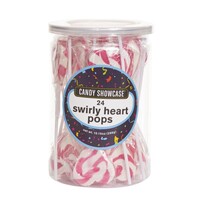 Pink Swirl Heart Lollipops - Pk 24