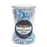 Blue Swirl Heart Lollipops - Pk 24