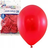 Metallic Red 30cm Latex Balloons - Pk 25