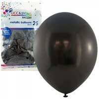 Metallic Black Latex Balloons (30cm) - Pk 25