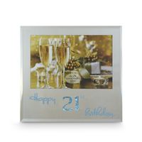 Silver 6x4 Frame with Happy 21st Blue Text
