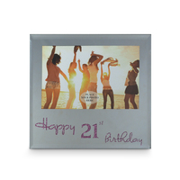 Silver 6x4 Frame with Happy 21st Pink Text