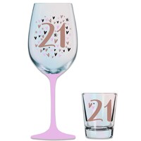 21st Rainbow Pastel Wine & Shot Glass Gift Set