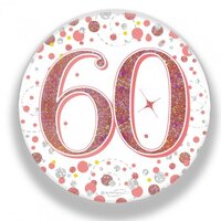 Rose Gold/White Sparkling Fizz #60 Birthday Badge (75mm)