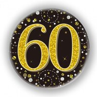 Black/Gold Sparkling Fizz #60 Birthday Badge (75mm)