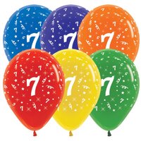 7th Birthday Assorted Crystal Sempertex Balloons (30cm) - Pk 25*