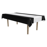 Black & Silver Rectangle Plastic Tablecover