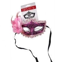 Pink Lace Masquerade Mask with Flower/Feather