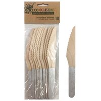 Silver Handle Wooden Knife - Pk 10