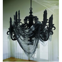 Black Haunted Mansion Prop Chandelier with Gauze