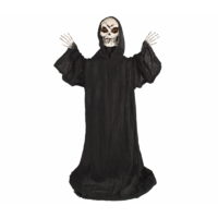 Skeleton in Black Reaper Robe Standing Prop (91cm)