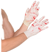 Adults White Bloody Rubber Gloves