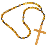 Wooden Cross & Rosary Beads