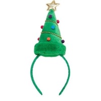 Plush Green Christmas Tree Headband