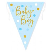 Baby Boy Blue & Gold Holographic Bunting (3.9m)