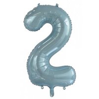 Number 2 Ice Blue Foil Balloon (86cm)*