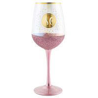 "80" Gold & Pink Glitterati Wine Glass