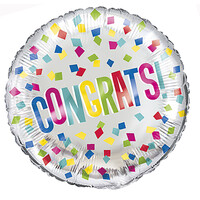 Colourful Confetti "Congrats!" Round Foil Balloon (45cm)