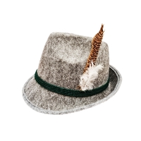 Feathered Oktoberfest Grey Felt Hat