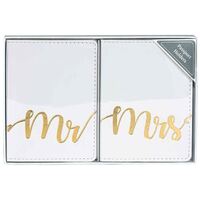 White & Gold "Mrs. / Mr." Faux Leather Passport Holders
