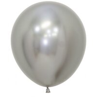 46cm Metallic Silver Latex Balloons - Pk 25