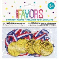 Plastic Gold Winner Medals - Pk 5